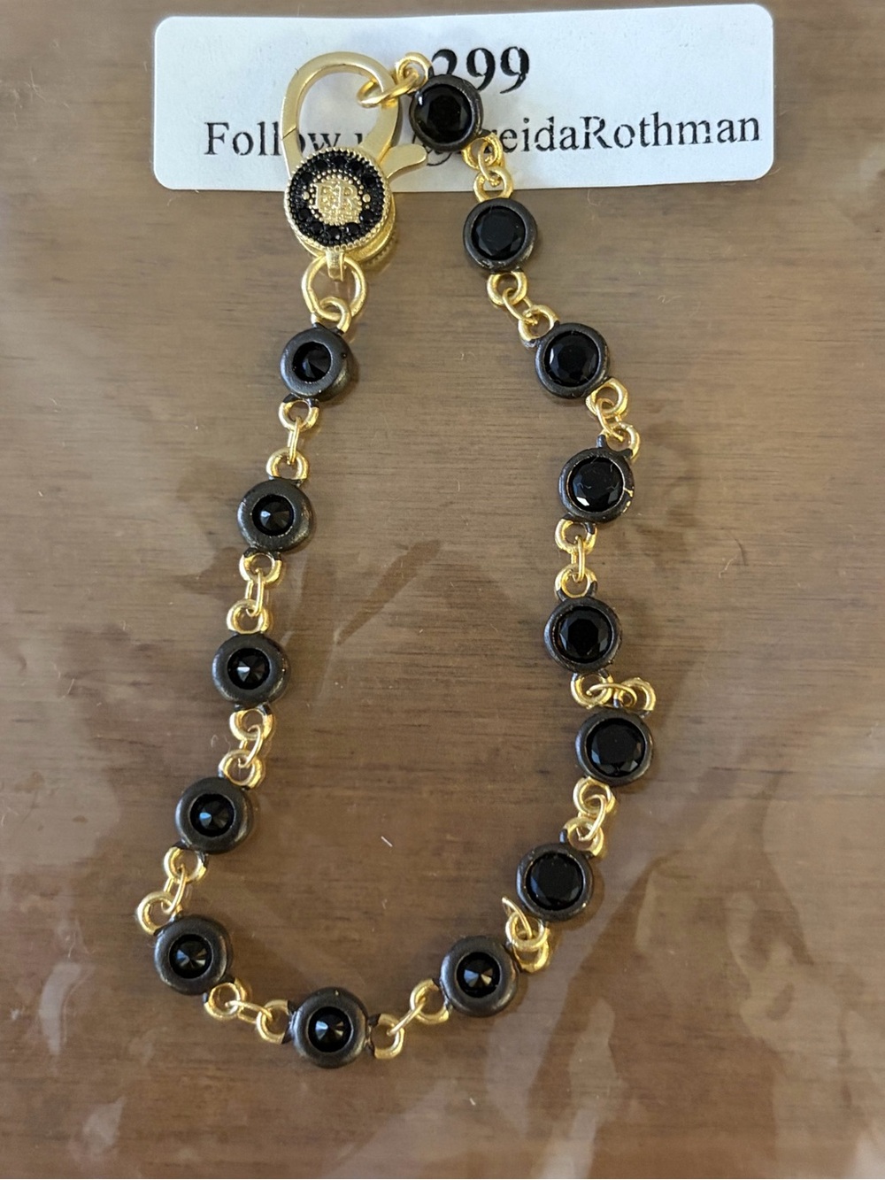 AUTHENTIC FREIDA ROTHMAN BLACK & GOLD STATION BRACELET 🖤✨